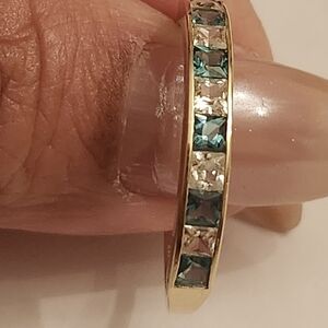 Vintage 14K Yellow Gold Emerald & Diamond Wedding/Stacking Band size 10